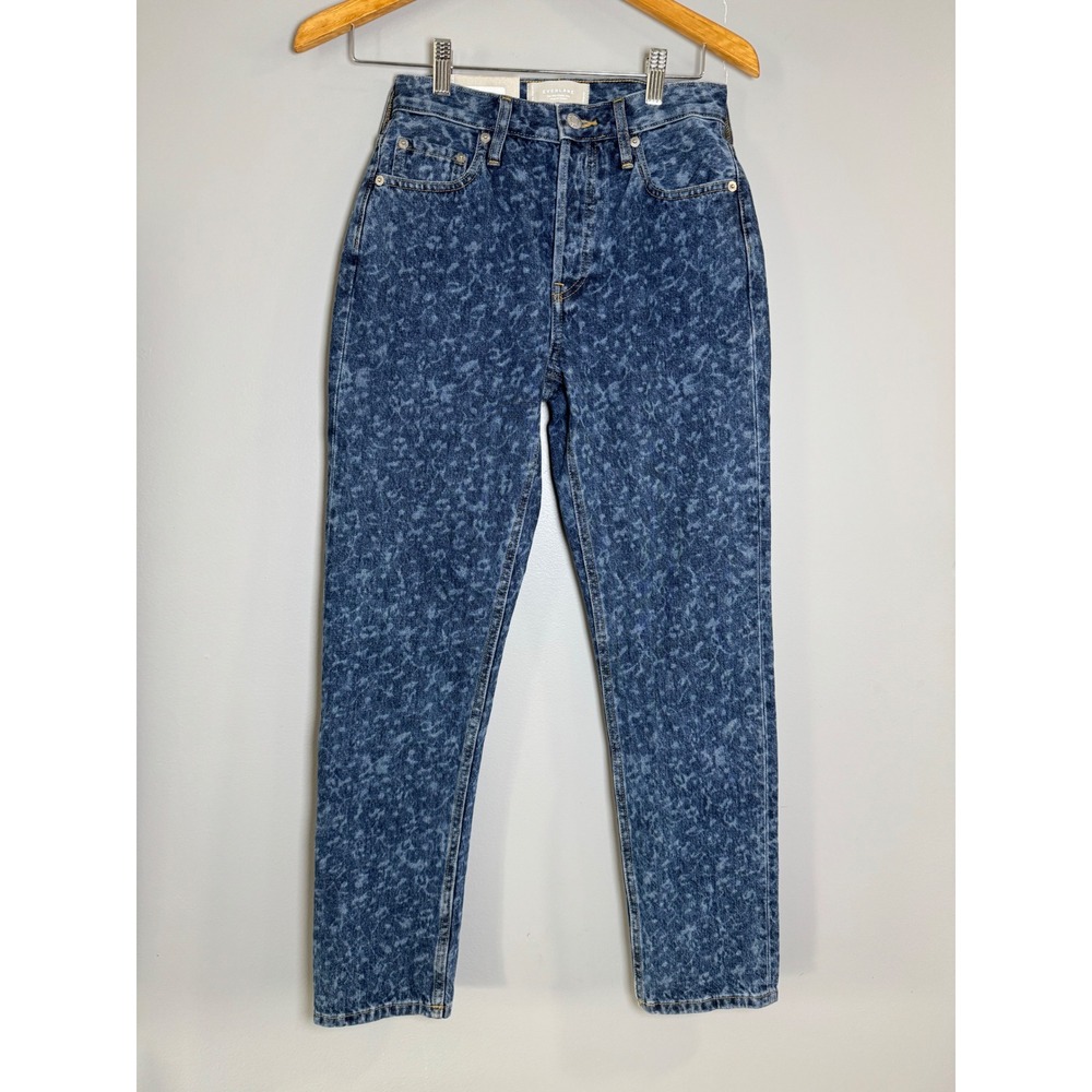Everlane The 90s Cheeky Jean Blue Acid Wash Leopard Print High Rise Size 24 Reg